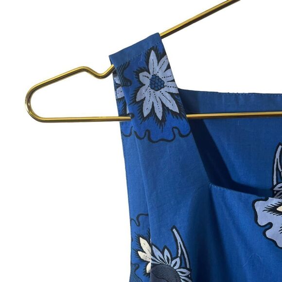 Ann Taylor Tie-Front Poplin Dress Blue Floral Midi Size 6 NWT - Picture 5 of 11